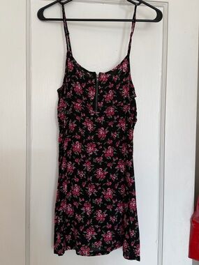Forever 21 Black Dress with Pink Floral Print Medium